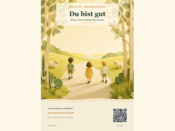 Vorschau des Psalm-100-Posters mit Papierschnitt-Freudenlichtung