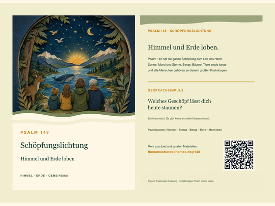 Vorschau der zweiseitigen Psalmkarte mit Gesprächsimpuls zu Psalm 148