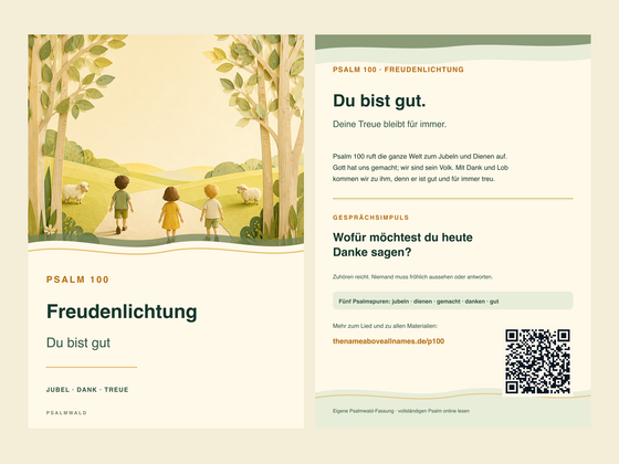 Vorschau der zweiseitigen Psalmkarte mit Gesprächsimpuls zu Psalm 100